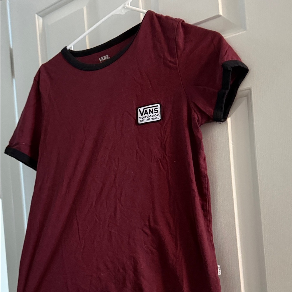 Vans Maroon Tee with Black Accents